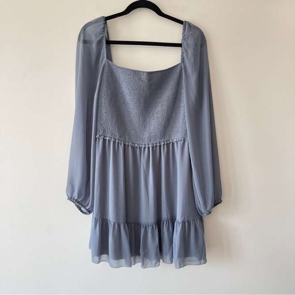 ❌SOLD❌ Aritzia Wilfred Tempest Dress Tiered chiffon mini dress Blue size XL - Picture 2 of 10